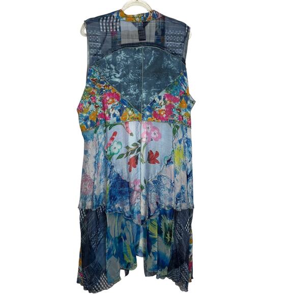 Ali Miles Women NWT Size XL Duster Vest Open Front Sheer Sleeveless Mixed Media - Picture 5 of 9
